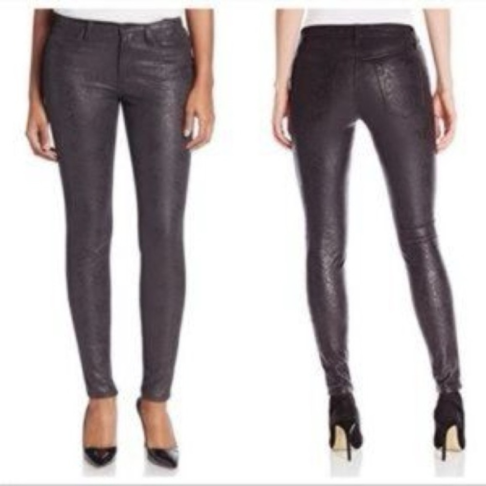 Joe's Jeans Black Zina Snake Skin Print Mid Rise Skinny Jeans